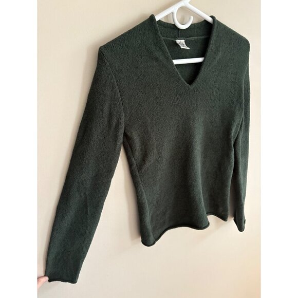 Prana Cozy V-Neck Fleece Sweater in Hunter Green Size Small Hiking Outside - Picture 4 of 13